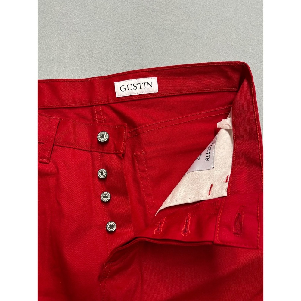 Gustin Mens Red Twill Straight Fit Pants Made in USA Button Fly 31x34